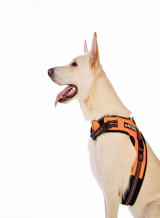 أم-بيتس حزام صدر مثلث الشكل للكلاب من إم-بيتس، مصنوع من قماش متين مقاوم للماء، يسمح بمرور الهواء، مزود بشريطين عاكسين، يوفر ملاءمة آمنة ومريحة للمشي في الهواء الطلق، حزام مثالي للرحلات والتخييم، برتقالي، كبير - Image 1